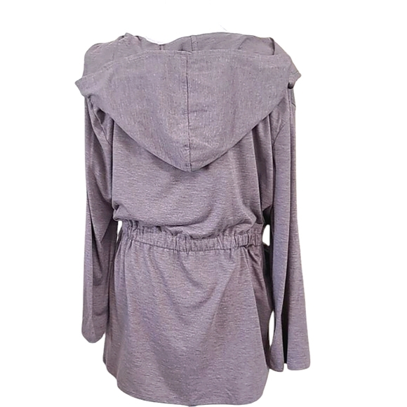Gray Cardigan with Open Tie Front and Long Sleeves Hoodie Wrap Size… - Picture 2 of 12